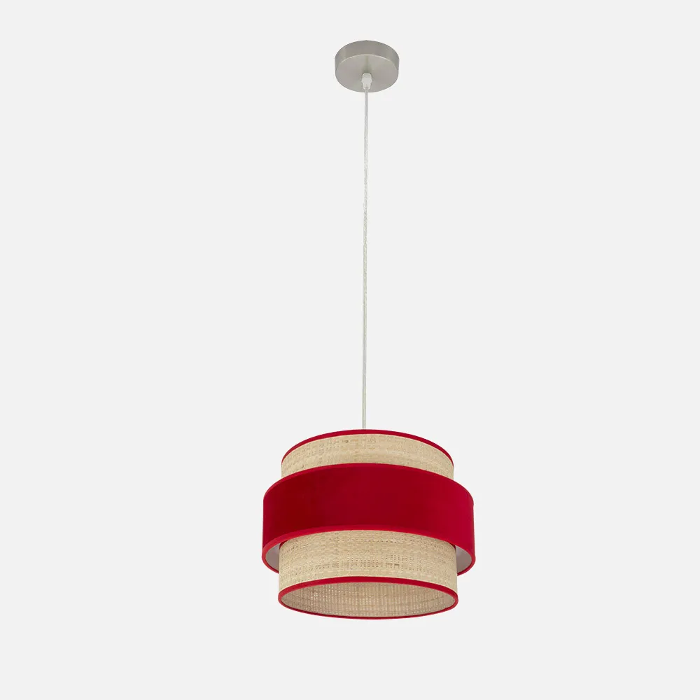 177493007 - Colgante Reyes 1xe27 Niquel/natural-rojo Regx30x30 Cm