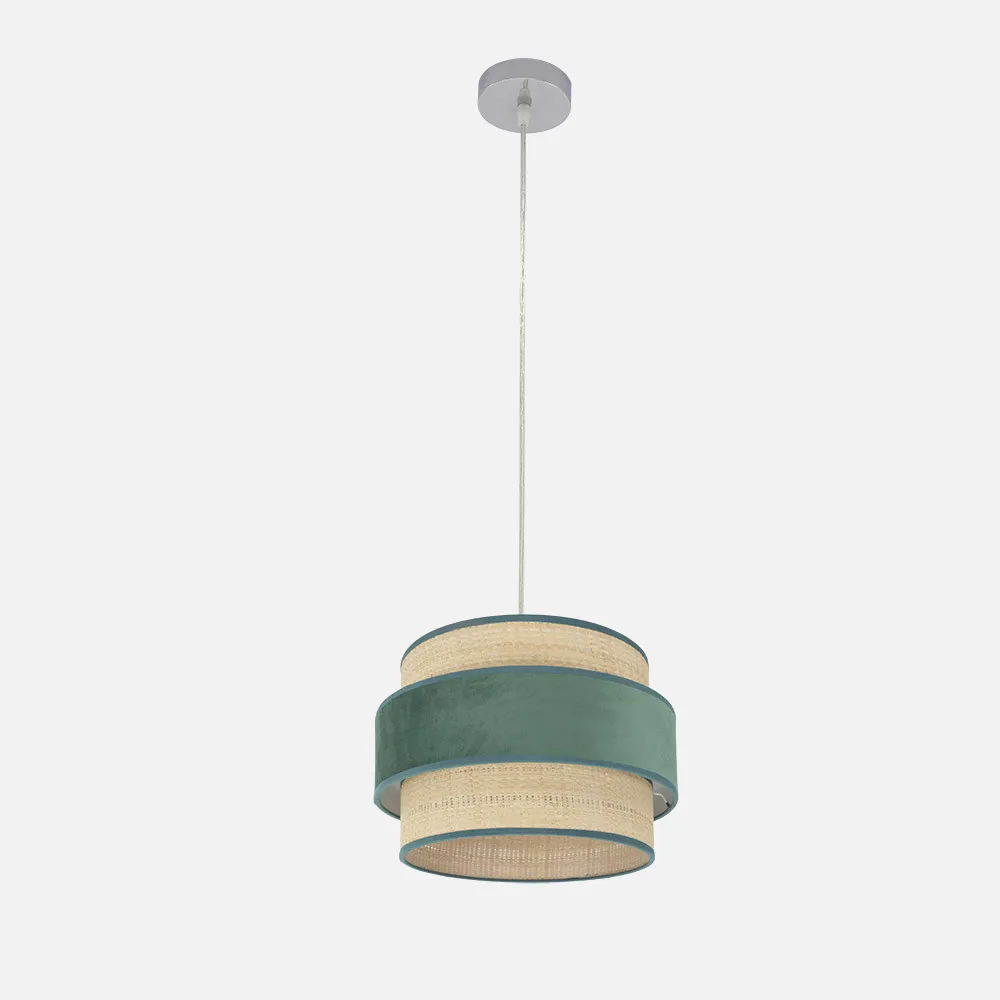 177493006 - Colgante Reyes 1xe27 Cromo/natural-verde Regx30x30 Cm