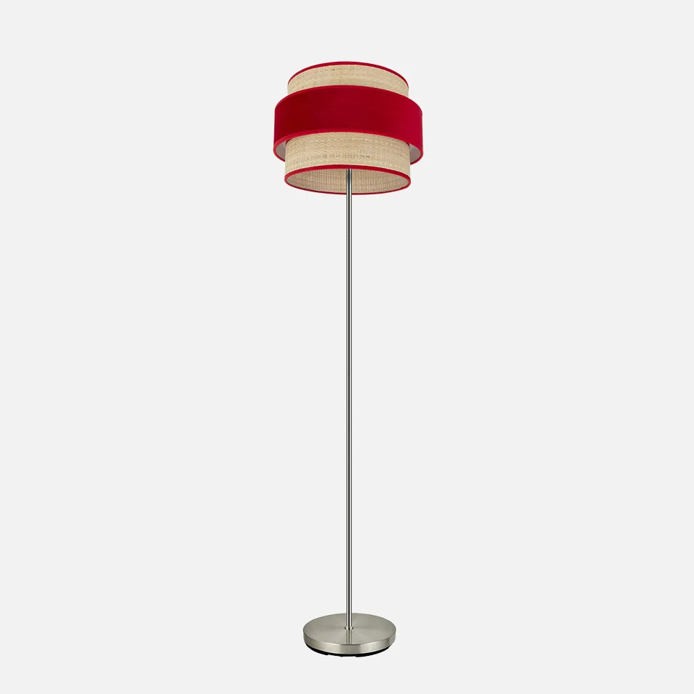 177441007 - Lâmpada de chão Reyes 1xe27 Níquel/vermelho-natural 160x40x40 cm