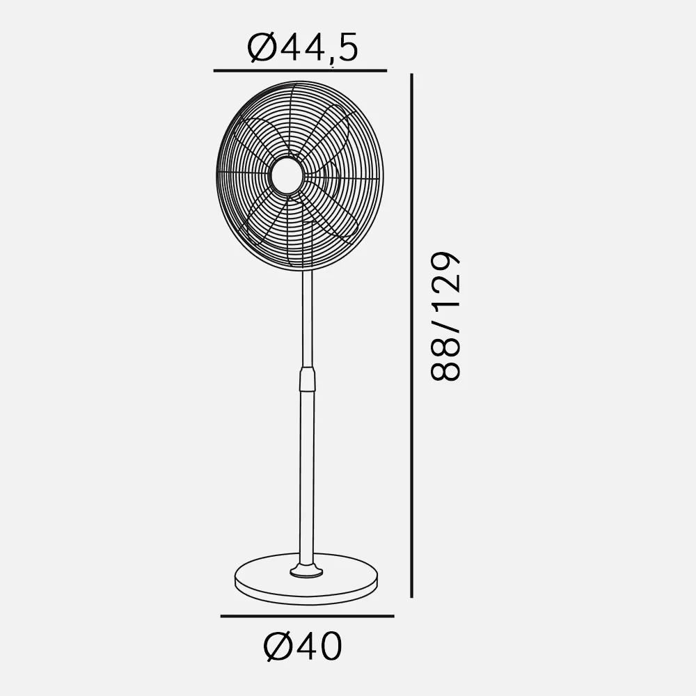 Ventilador De Pie Pali Cromo 50w 3 Vel 44´5 D Oscilante