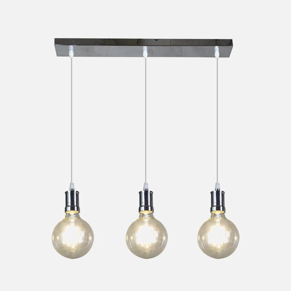 Lampara Prisco 3xe27 Cromo/transparente  Bombillas   Incluidas 24w 2700k 2550lm Regx64x12,5 Cm