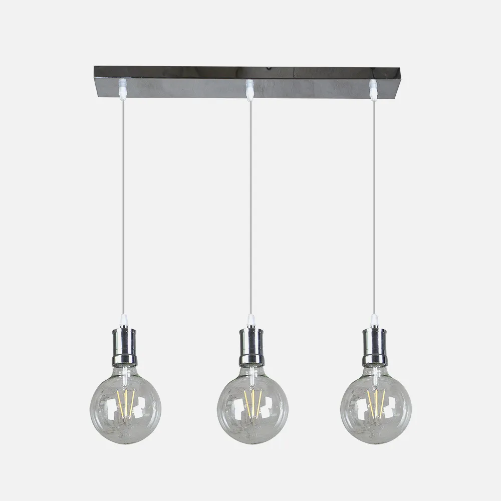 Lampara Prisco 3xe27 Cromo/transparente  Bombillas   Incluidas 24w 2700k 2550lm Regx64x12,5 Cm