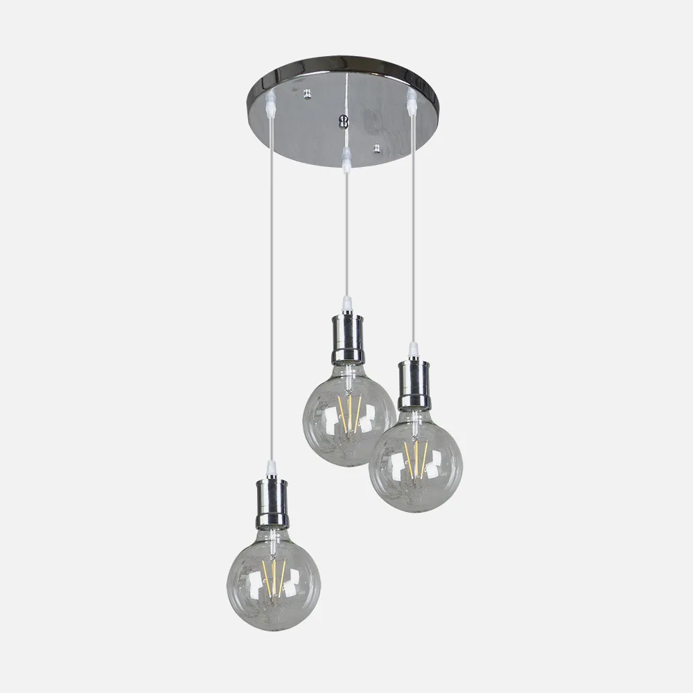 167183020 - Lampara Prisco 3xe27 Cromo/transparente Bombillas   Incluidas 24w 2700k 2550lm Regx36x36 Cm