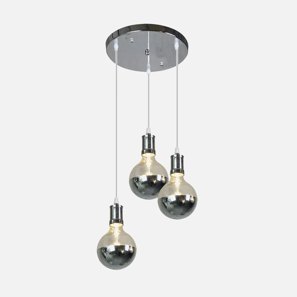 Lampara Gala 3xe27 Cromo/cromo Bombillas   Incluidas 24w 2700k 2100lm Regx36x36 Cm