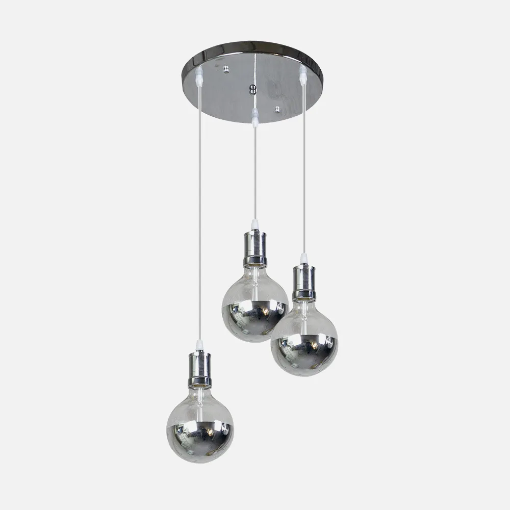 167283020 - Lampara Gala 3xe27 Cromo/cromo Bombillas   Incluidas 24w 2700k 2100lm Regx36x36 Cm