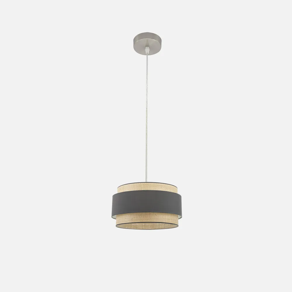 174293028 - Pendant light Kandy 1xe27 Natural/grey Regx30x30 Cm