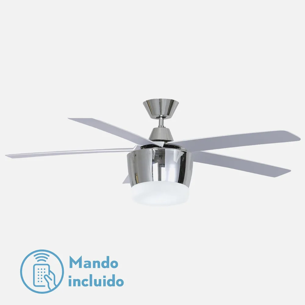 Ventilador Bali 48w 4000k Cromo 5 Aspas 48x132d 3840lm C/ Remoto