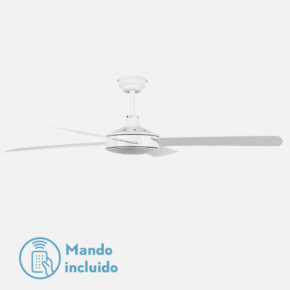 Ventilador Ostro Sin Luz Blanco 4 Aspas Reversible  Blanco/haya 132 D C/remoto