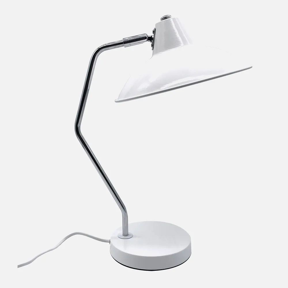 161571001 - Lâmpada de Mesa Elian 1xe27 Branco/Cromo 44x24x35 cm Ajustável e Articulado