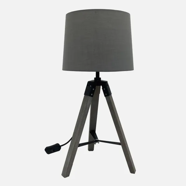 Table lamp Julen 1xe27 Wood Grey/black 52x24x24 Cm