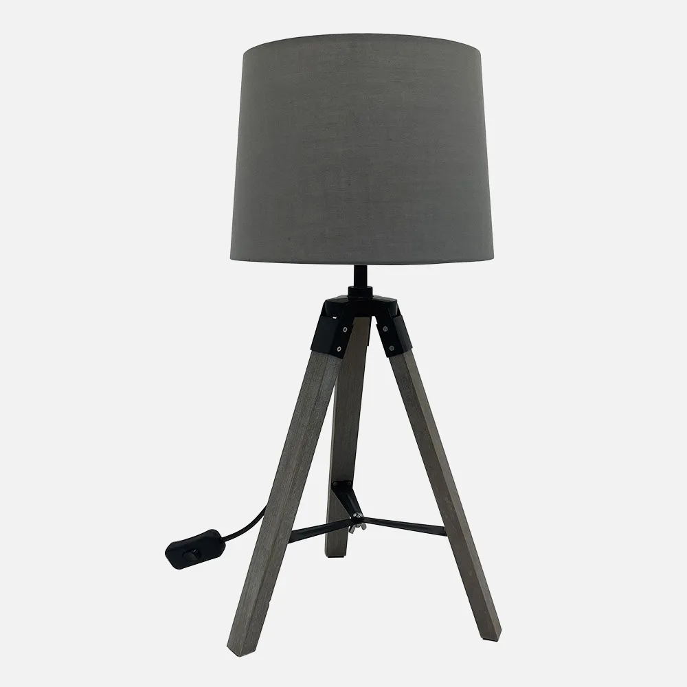 162371028 - Sobremesa Julen 1xe27 Madera Gris/negro 52x24x24 Cm