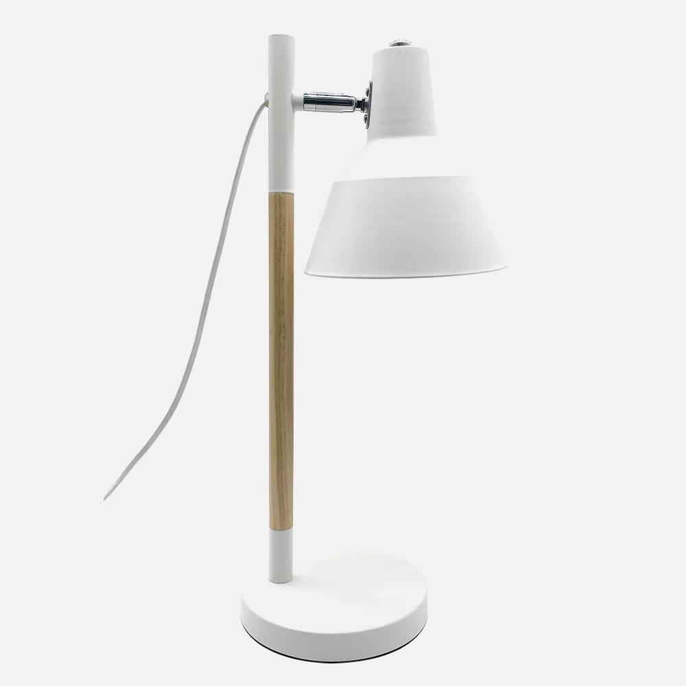 161171001 - Flexo Basil 1xe14 Blanco/haya 50x17x23 Cm Articulable Y Orientable 350º