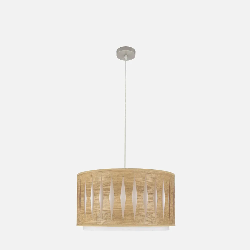 177894085 - Colgante Alexandra 1xe27 Niquel/madera Clara Regx40x40 cm