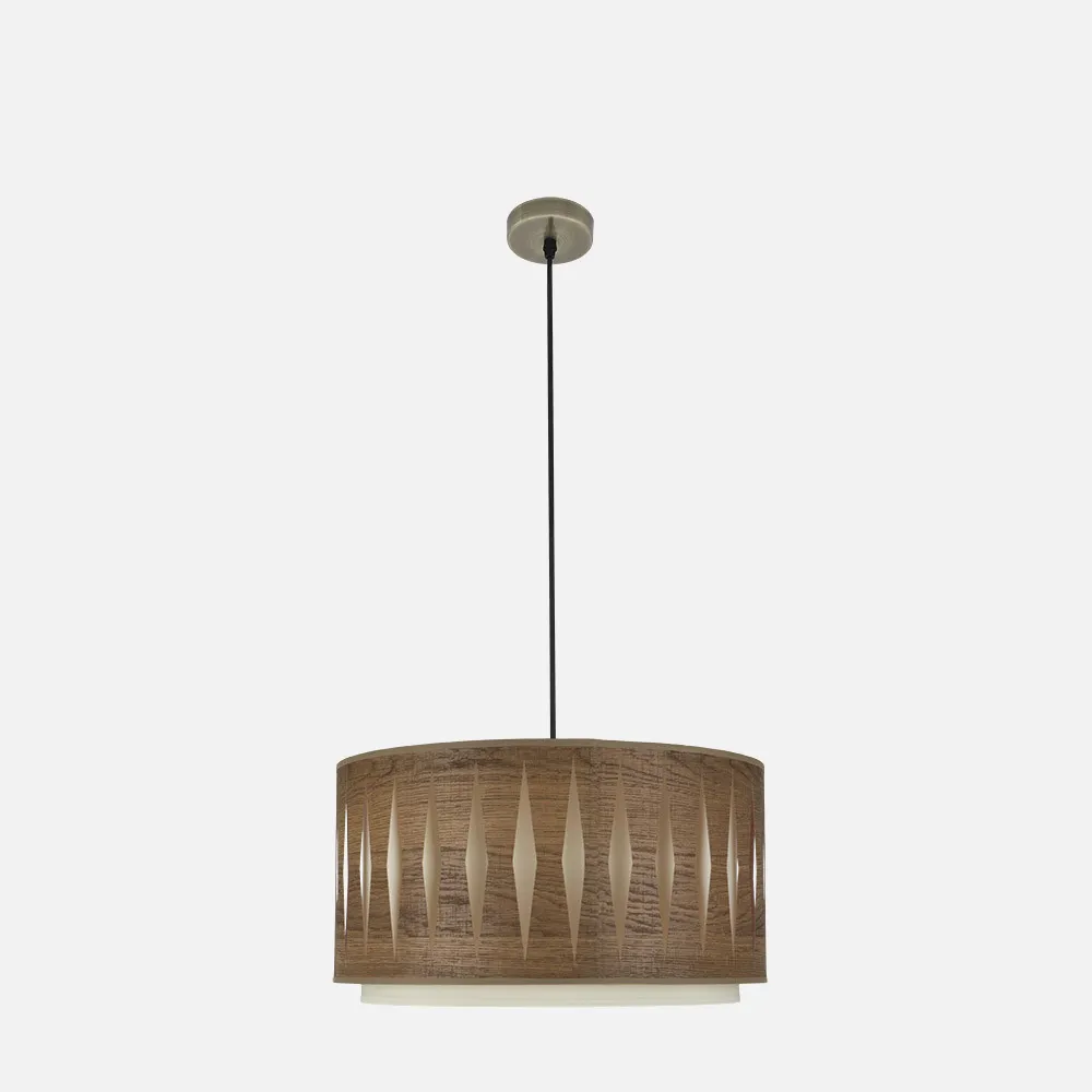 177894084 - Colgante Alexandra 1xe27 Cuero/madera Oscura Regx40x40 cm