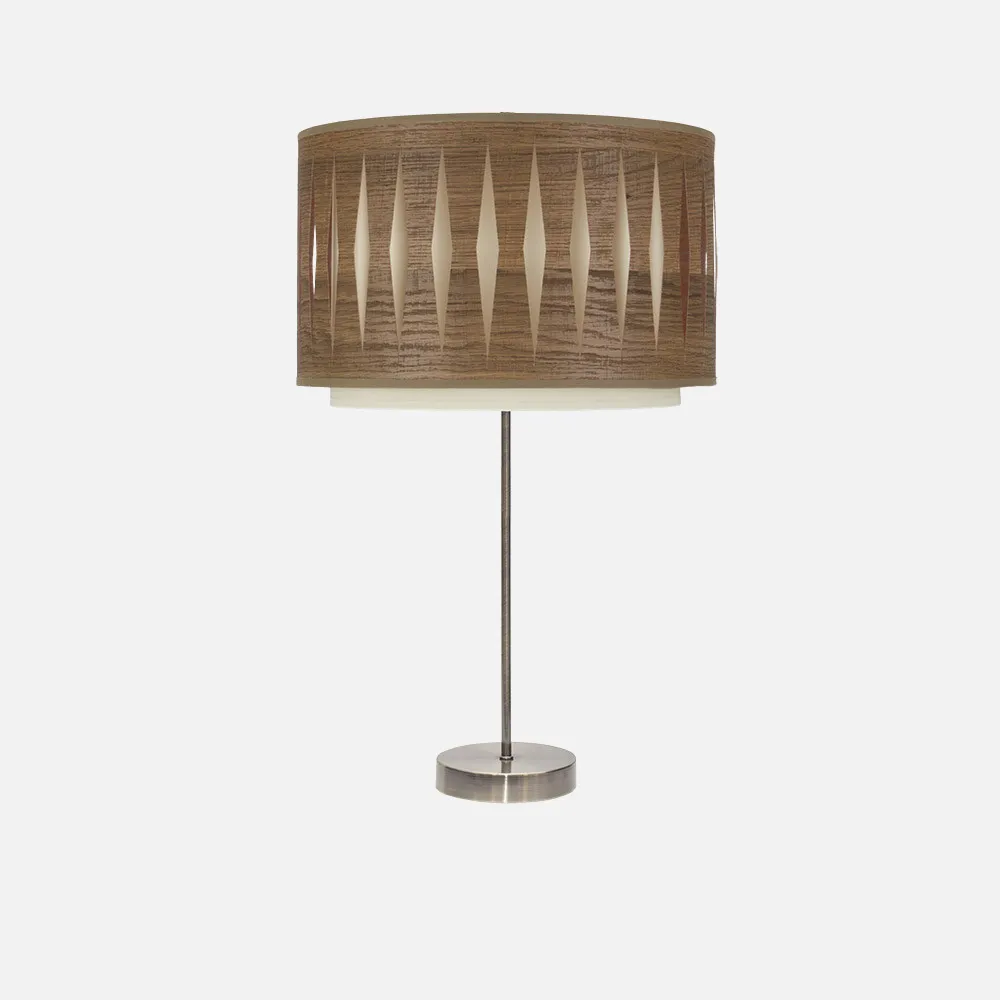 177871184 - Sobremesa Alto Alexandra 1xe27 Cuero/madera Oscura 61x30x30 Cm