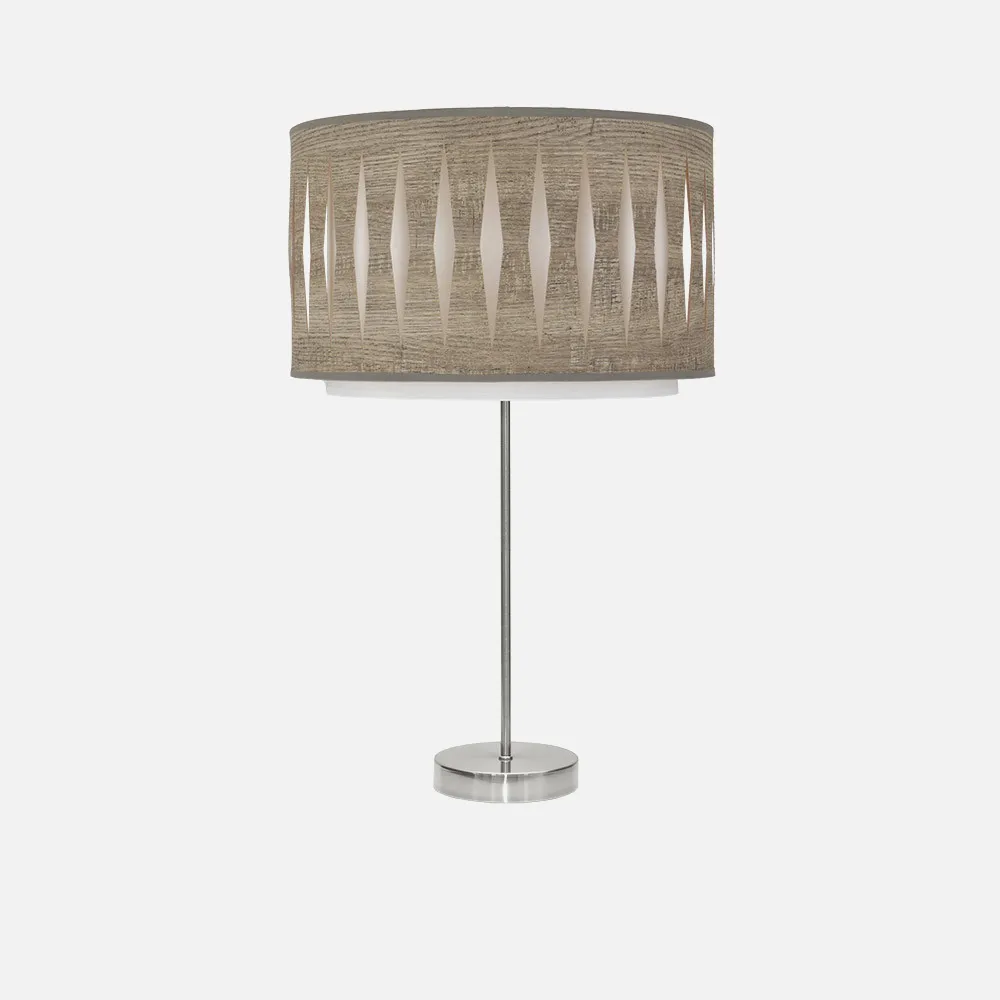 177871183 - Sobremesa Alto Alexandra 1xe27 Niquel/madera Gris 61x30x30 Cm