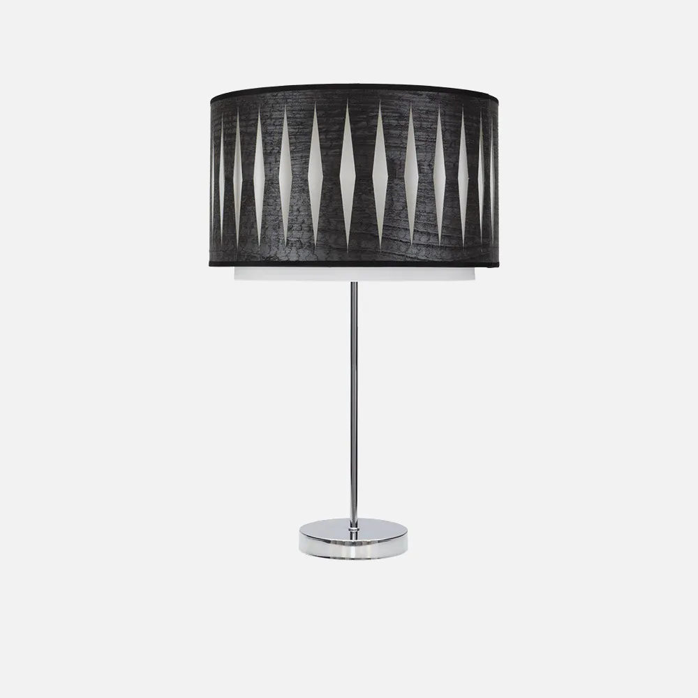 177871109 - Sobremesa Alto Alexandra 1xe27 Cromo/madera Negra 61x30x30 Cm