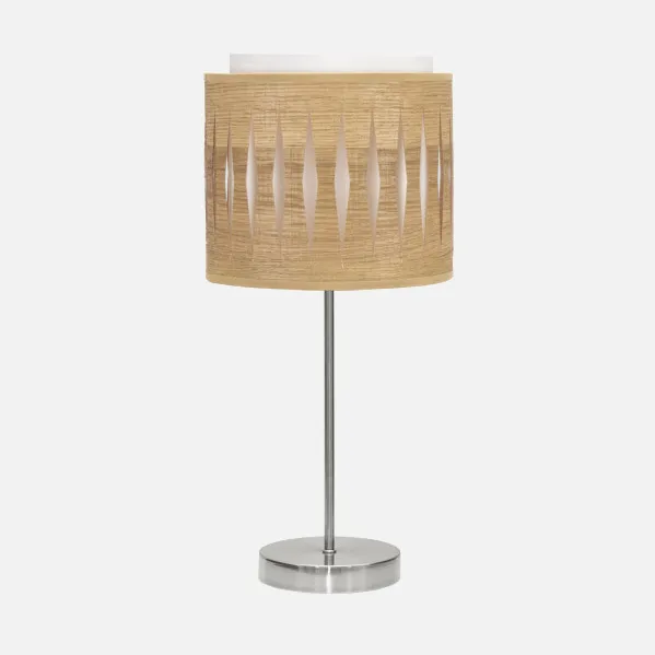 Sobremesa Alexandra 1xe14 Niquel/madera Clara 42x17x17 Cm