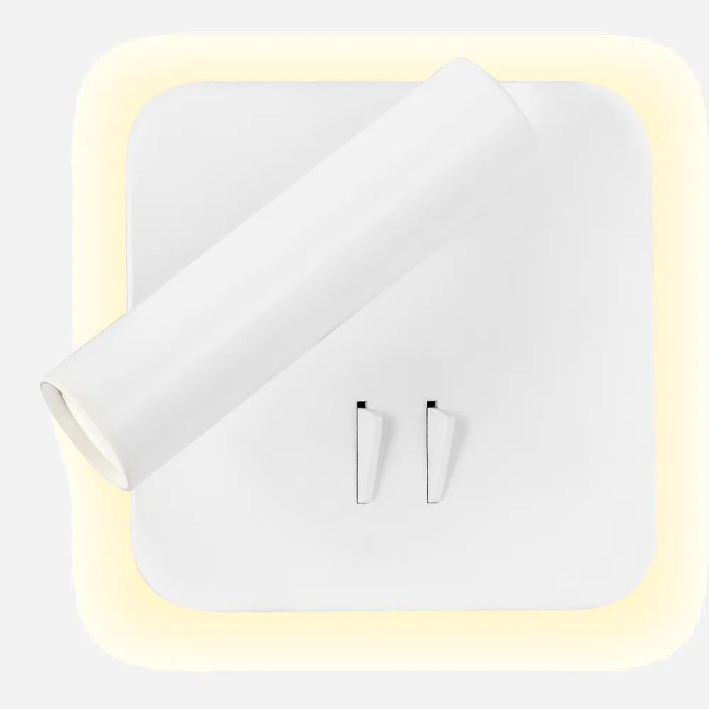 Aplique 2+6w 4000k Manet Cuadrado Blanco 130lm  Doble Encendido 14x14x12 Cm