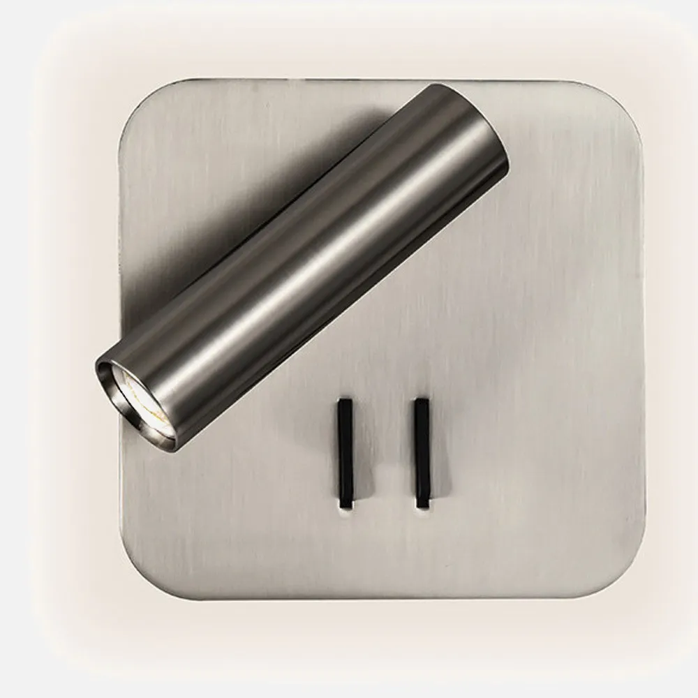 Aplique 2+6w 4000k Manet Cuadrado Niquel 130lm  Doble Encendido 14x14x12 Cm