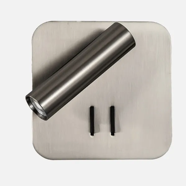 Wall light 2+6w 4000k Manet Square Nickel 130lm  Dual Switch 14x14x12 Cm