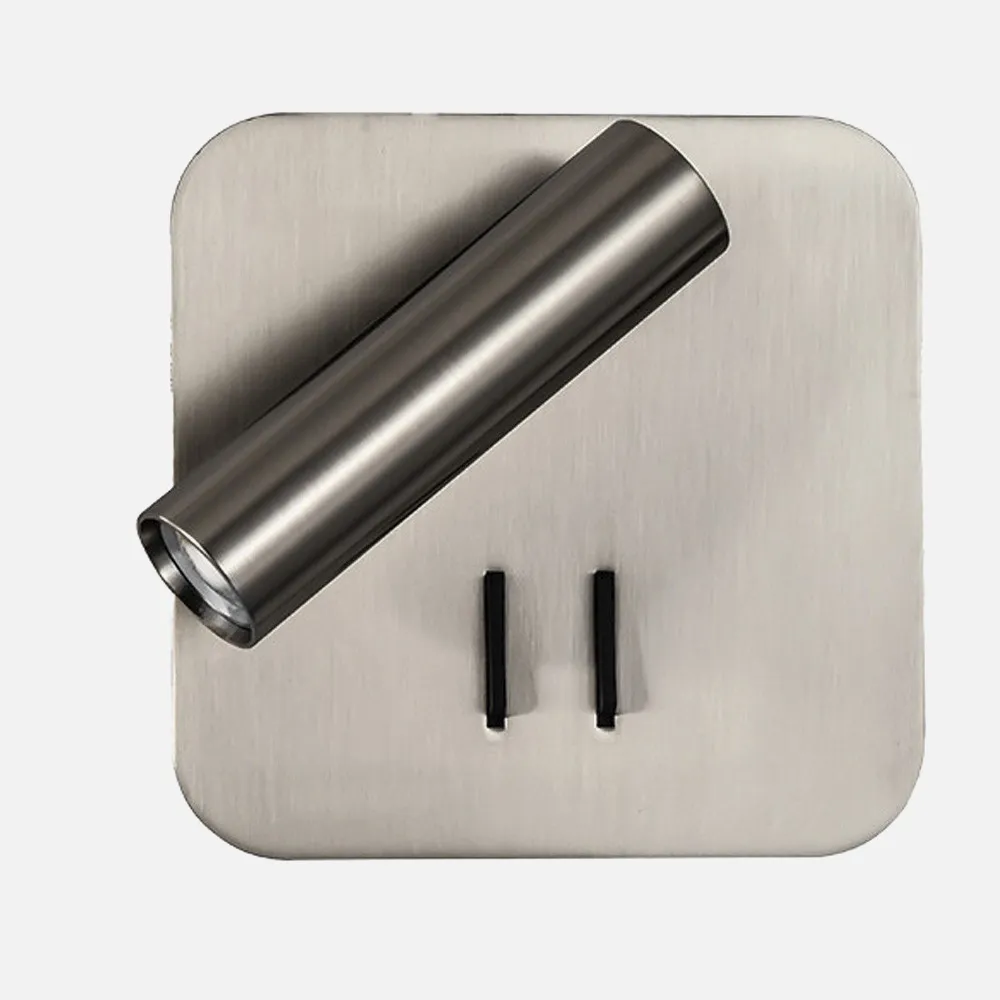 Aplique 2+6w 4000k Manet Cuadrado Niquel 130lm  Doble Encendido 14x14x12 Cm