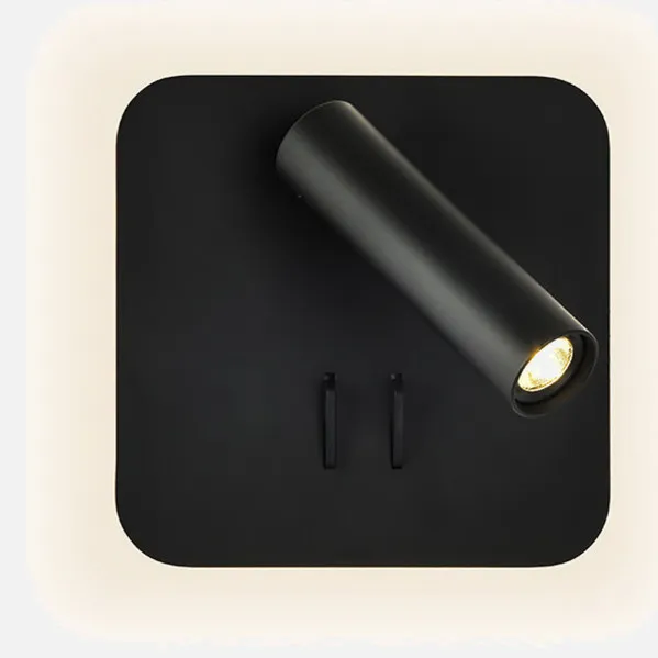 Luz de parede 2+6w 4000k Manet Square Black 130lm Duplo Em 14x14x12 Cm