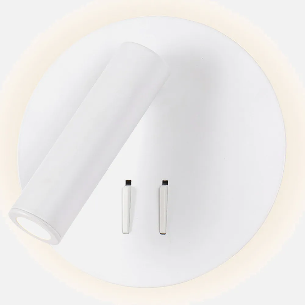 Aplique 2+6w 4000k Manet Redondo Blanco 130lm  Doble Encendido 14x14x12 Cm