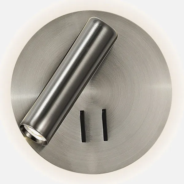Wall light 2+6w 4000k Manet Round Nickel 130lm  Dual Switch 14x14x12 Cm