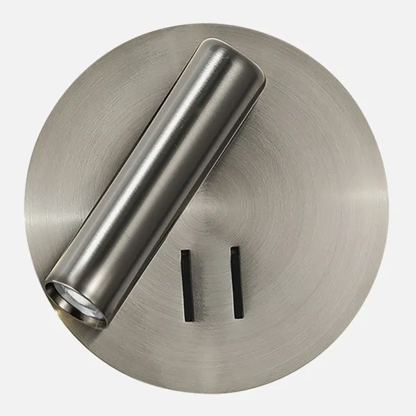 Wall light 2+6w 4000k Manet Round Nickel 130lm  Dual Switch 14x14x12 Cm