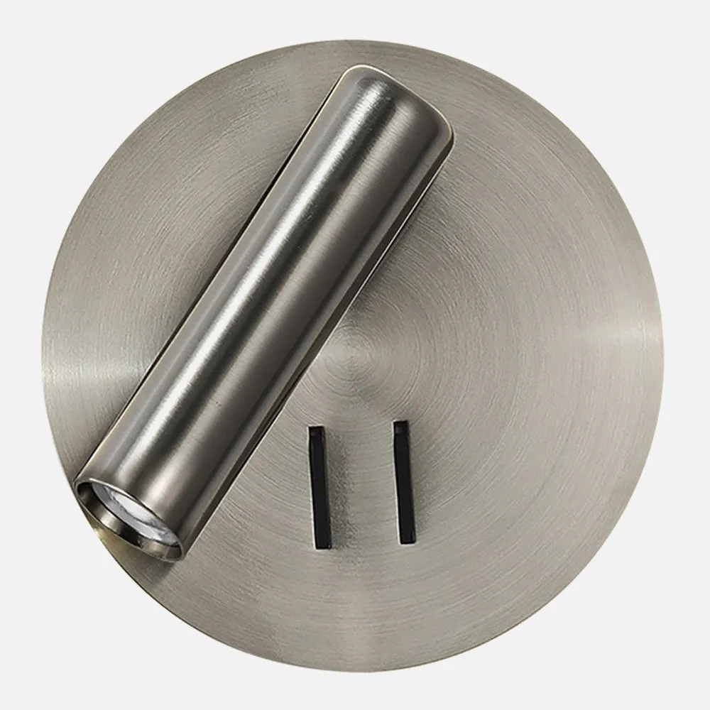 171462R03 - Wall light 2+6w 4000k Manet Round Nickel 130lm  Dual Switch 14x14x12 Cm