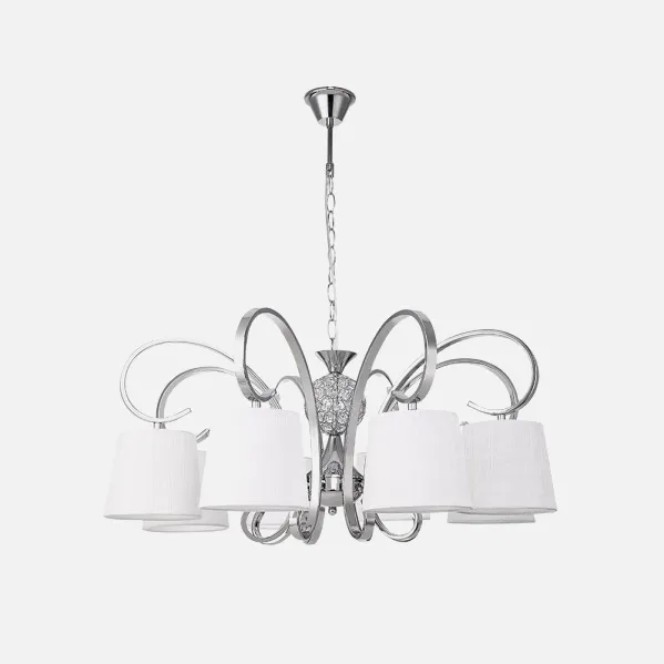 Lampara Bogota 8xe14 Cromo Pantalla Blanca Regx75x75 Cm
