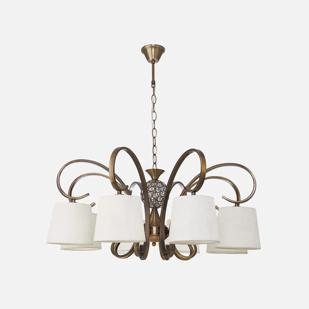 201558014 - Lamp Bogota 8xe14 Leather Lampshade Beige Regx75x75 Cm