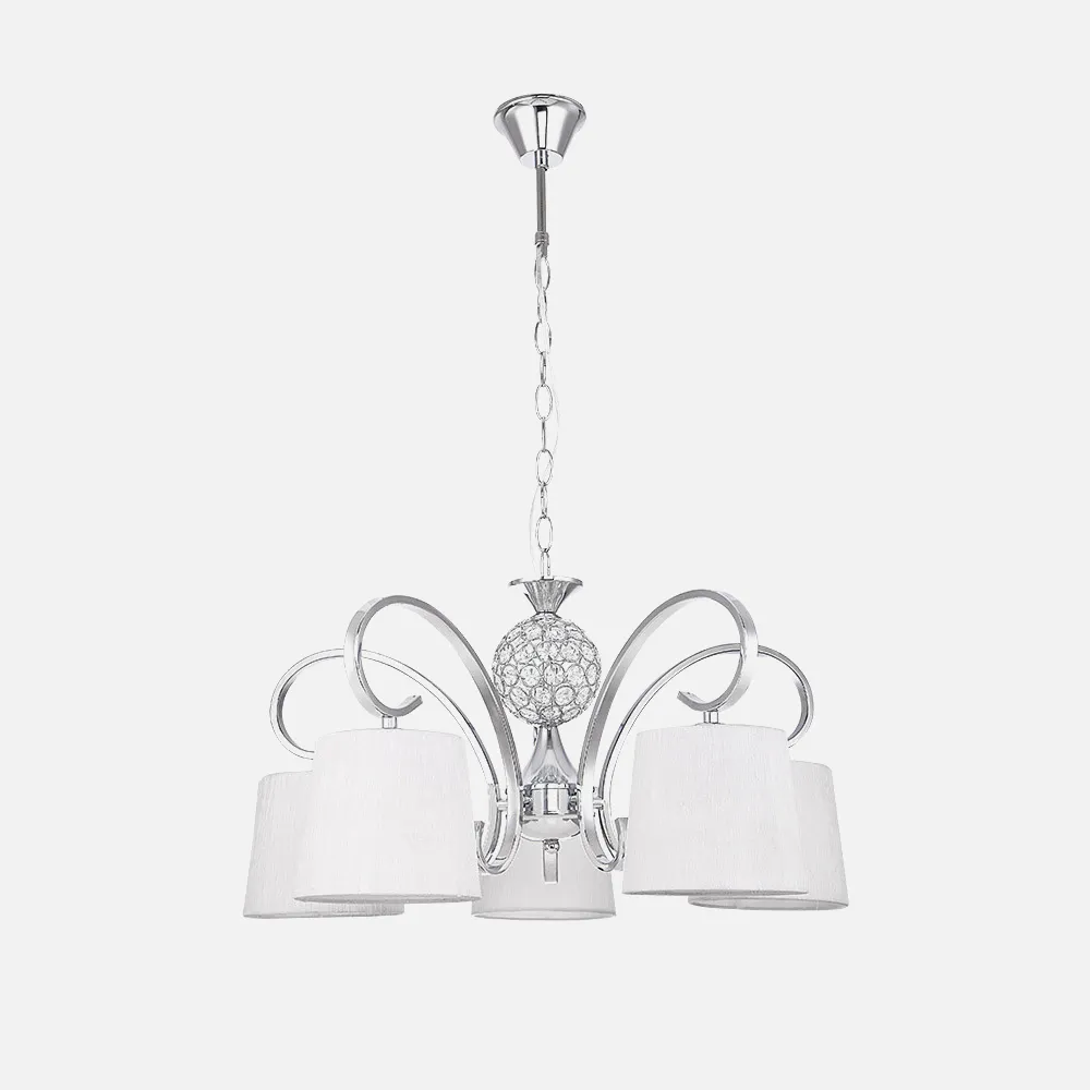 201555020 - Lampara Bogota 5xe14 Cromo Pantalla Blanca  Regx57x57 Cm
