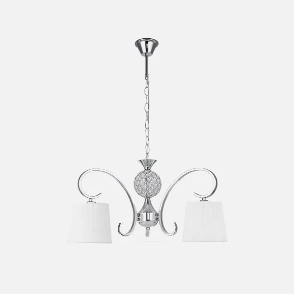 Lampara Bogota 3xe14 Cromo Pantalla Blanca  Regx57x57 Cm