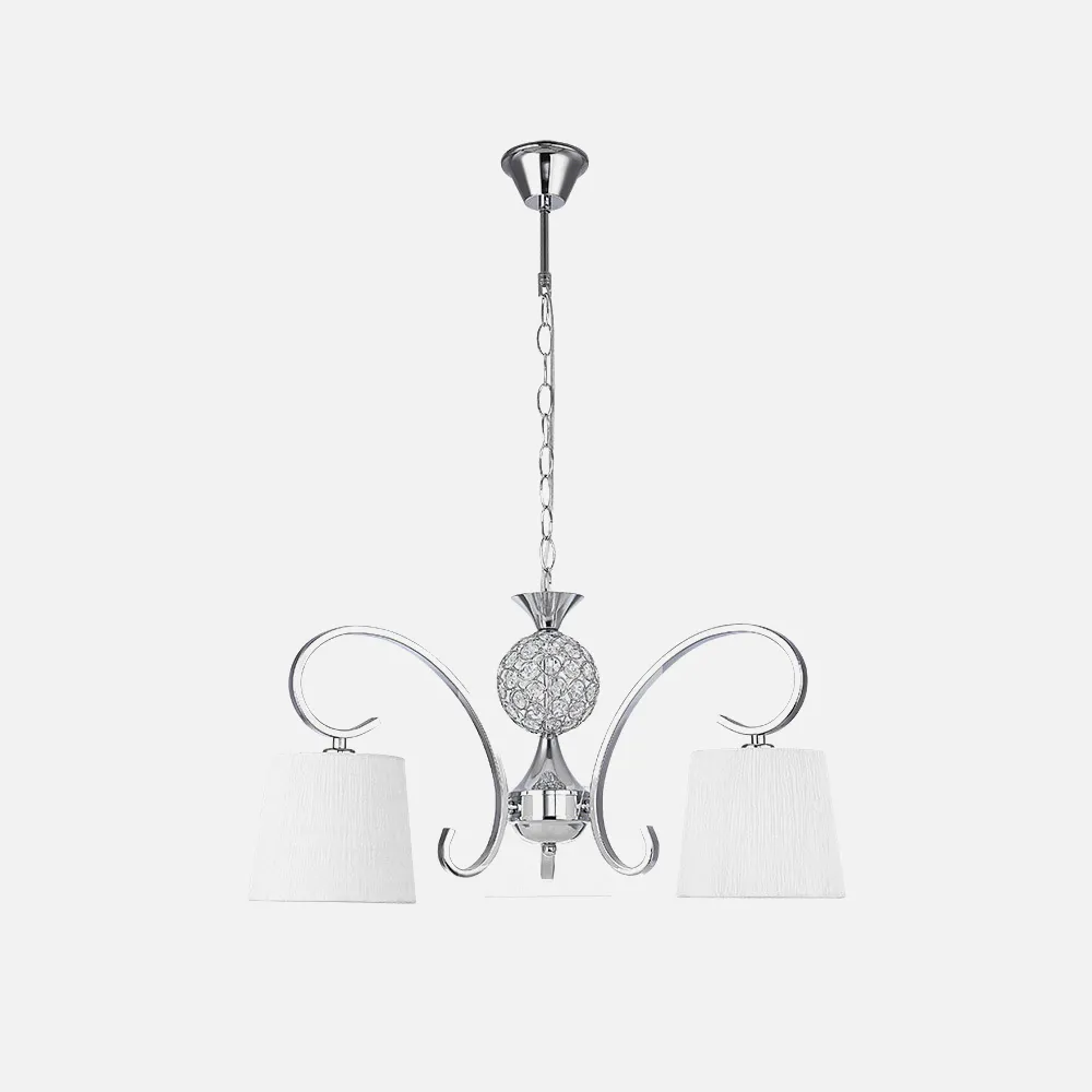 Lampara Bogota 3xe14 Cromo Pantalla Blanca  Regx57x57 Cm