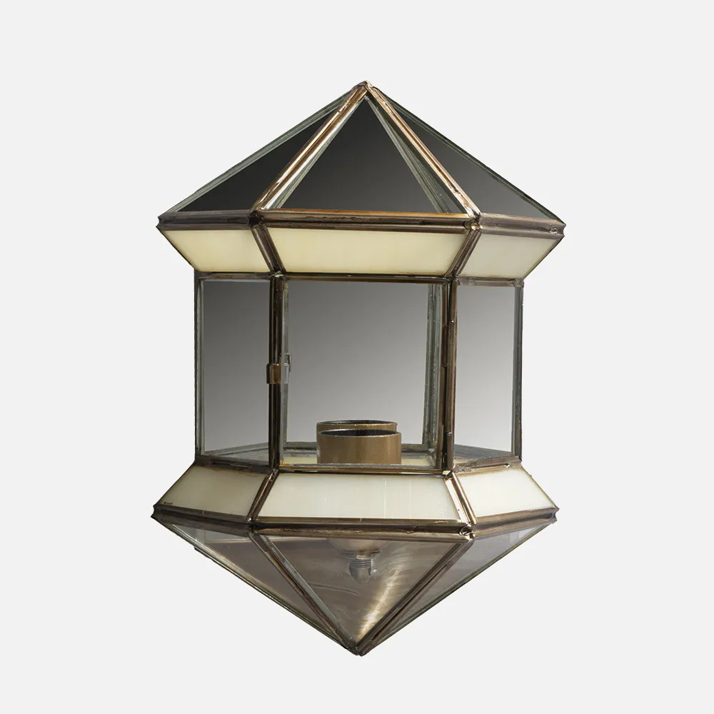 1.673-OPALINA - Wall light Hexagonal 1xe27 Granadino Opalina 27x20x11 Cm
