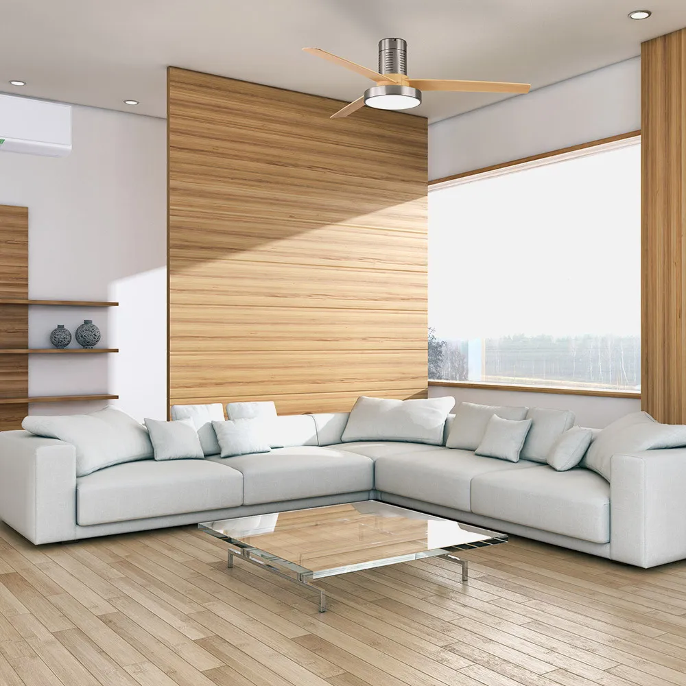 Ventilador Dc Pax 40w 3200lm Niquel 3 Aspas Haya 32x139d 3000-4000-6000k  C/remoto , Memoria Y Temporizador