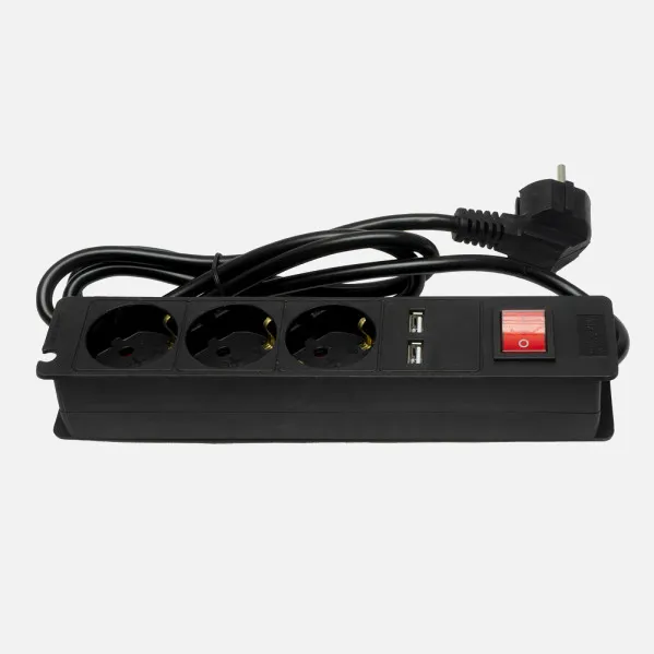 Base Multiple 3 Enc+2 Usb E Interruptor 3500w Cable 1,5m 3gx1,5mm De Cobre