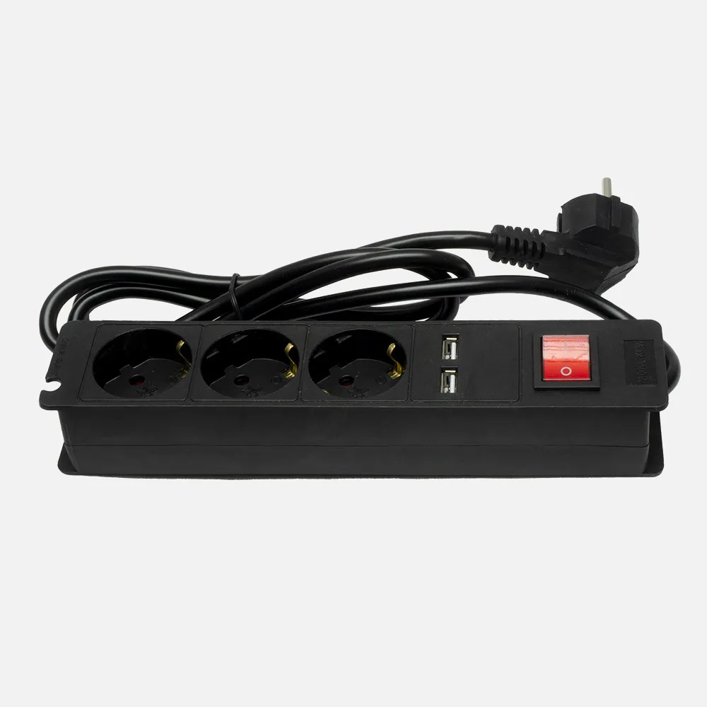 166441315 - Base Multiple 3 Enc+2 Usb E Interruptor 3500w Cable 1,5m 3gx1,5mm De Cobre