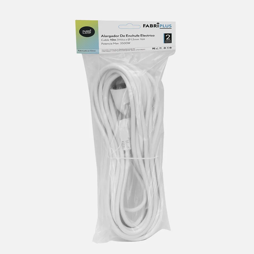 Alargador De Enchufe Electrico Cable 10m 3gx1,5mm  Cobre