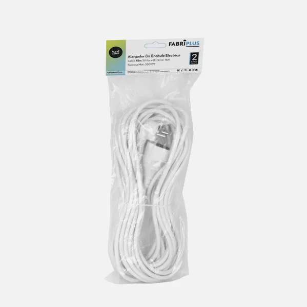 Alargador De Enchufe Electrico Cable 15m 3gx1,5mm  Cobre 3500w Max