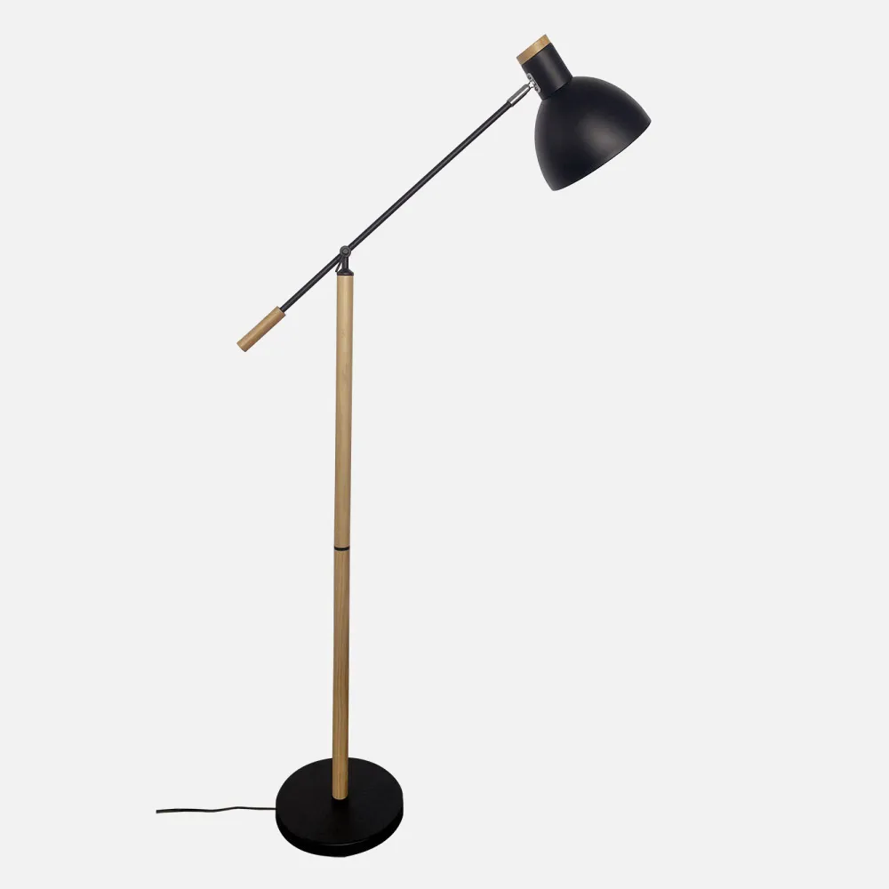 161941009 - Pie Salon Biel 1xe27 Negro/haya 151x25x70 Cm Orientable 360º Y Articulable