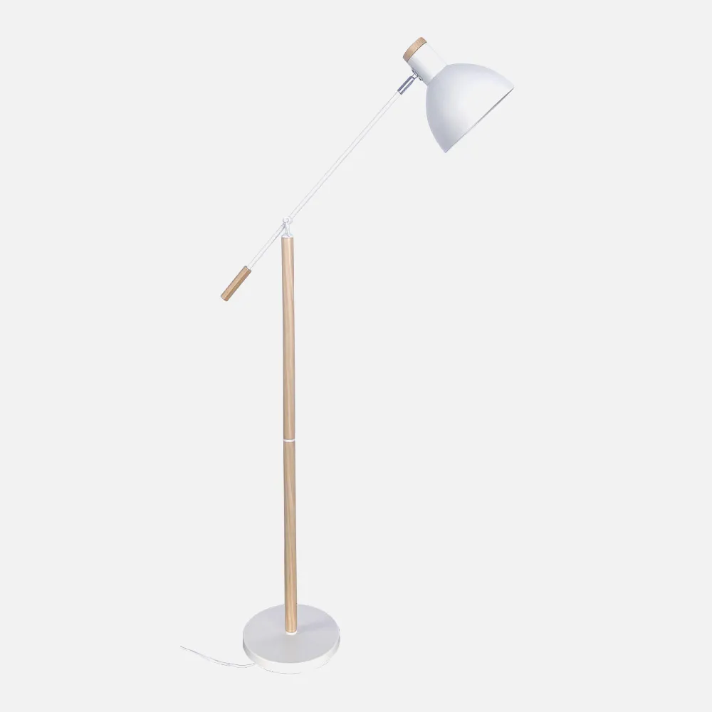 161941001 - Pie Salon Biel 1xe27 Blanco/haya 151x25x70 Cm Orientable 360º Y Articulable