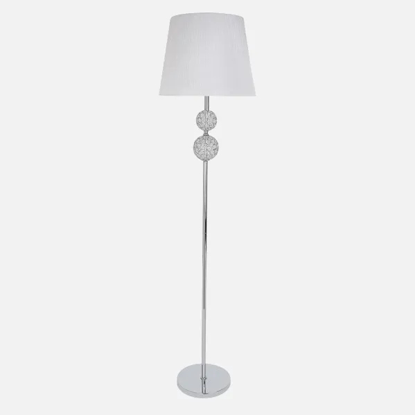 Pie Salon Bogota 1xe27 Cromo Pantalla Blanca 160x38x38 Cm