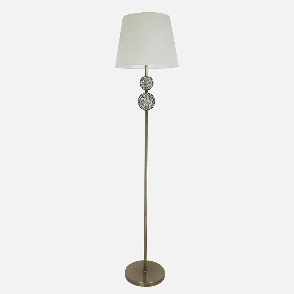 Pie Salon Bogota 1xe27 Cuero Pantalla Beis 160x38x38 Cm