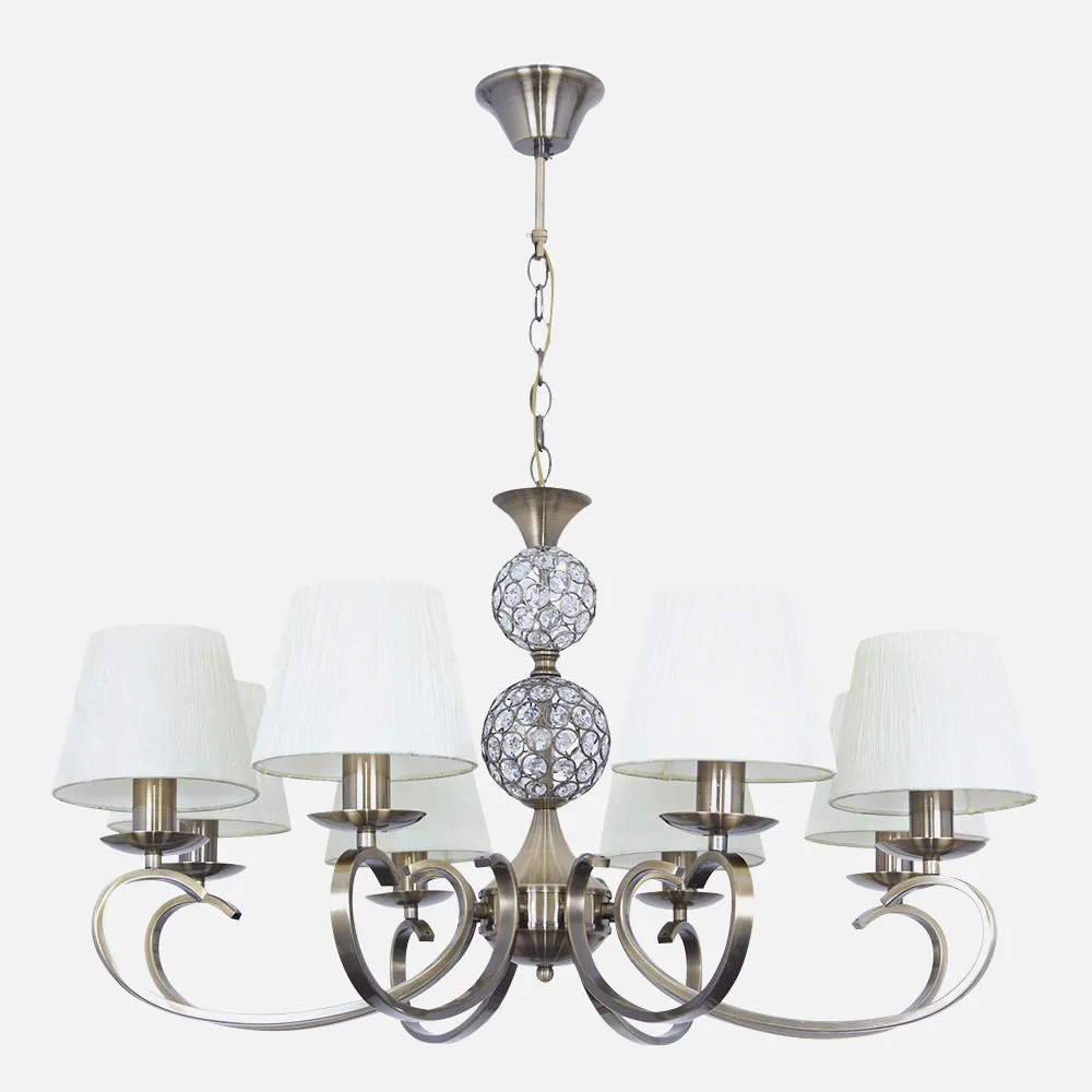 Lampara Ordoñez 8xe14 Cuero Pantalla Beis Regx76x76 Cm