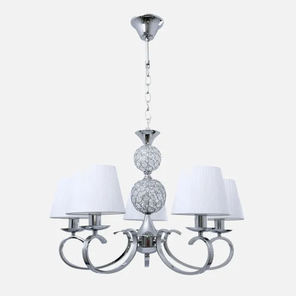 Lampara Ordoñez 5xe14 Cromo Pantalla Blanca Regx60x60 Cm