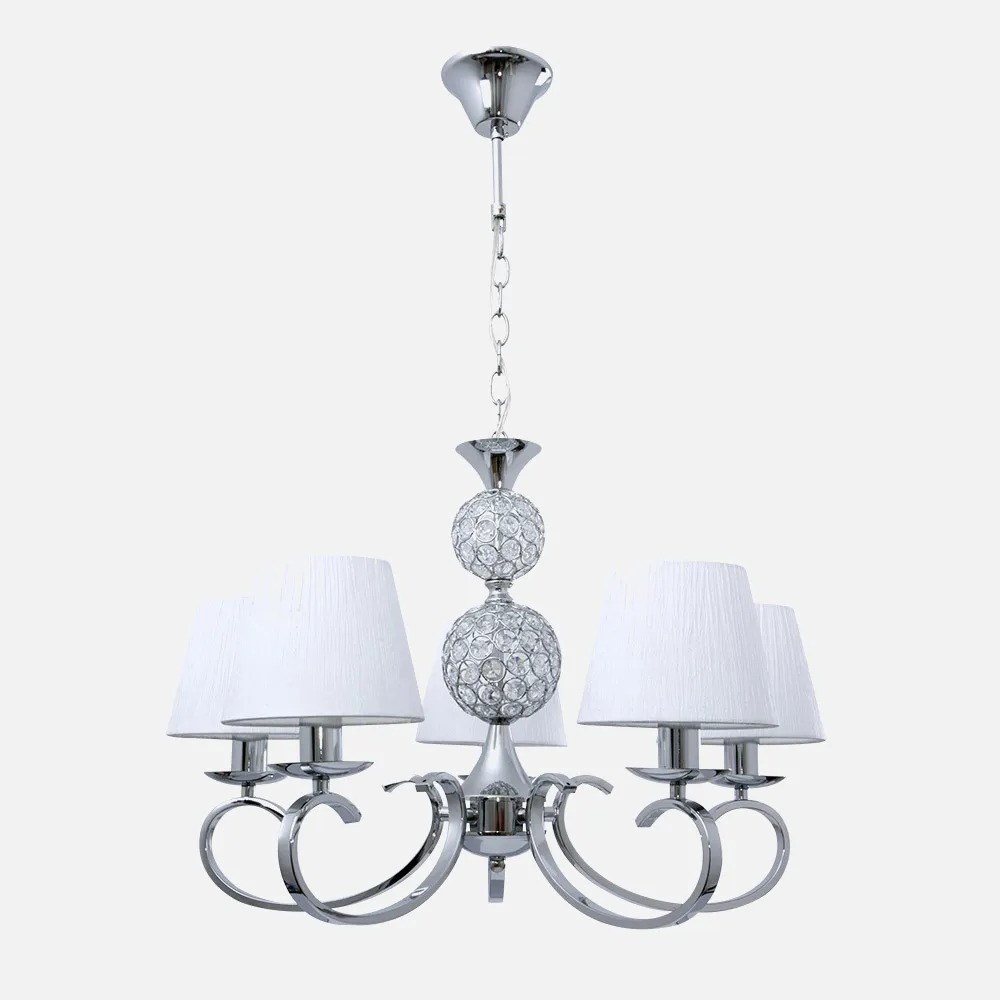 Lampara Ordoñez 5xe14 Cromo Pantalla Blanca Regx60x60 Cm