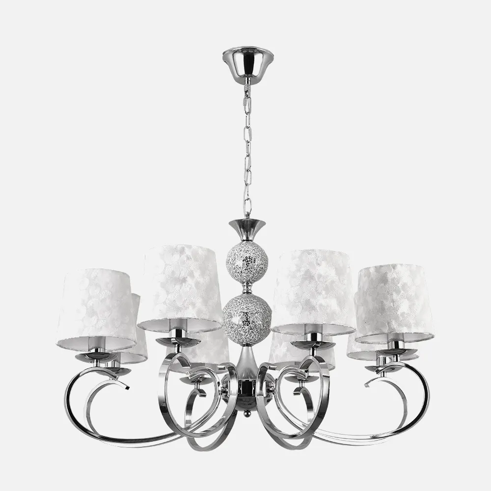 Lampara Ubeda 8xe14 Cromo Pantalla Blanca Regx76x76 Cm